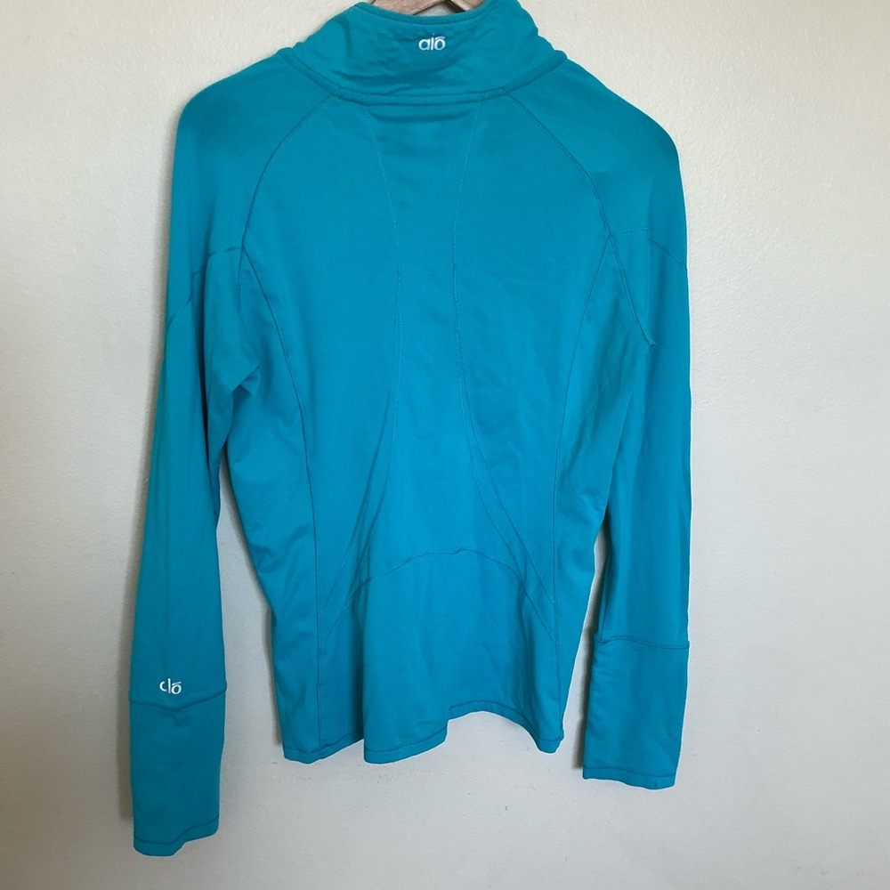 ALO Yoga Turquoise quarter Zip-Up Jacket medium long sleeve